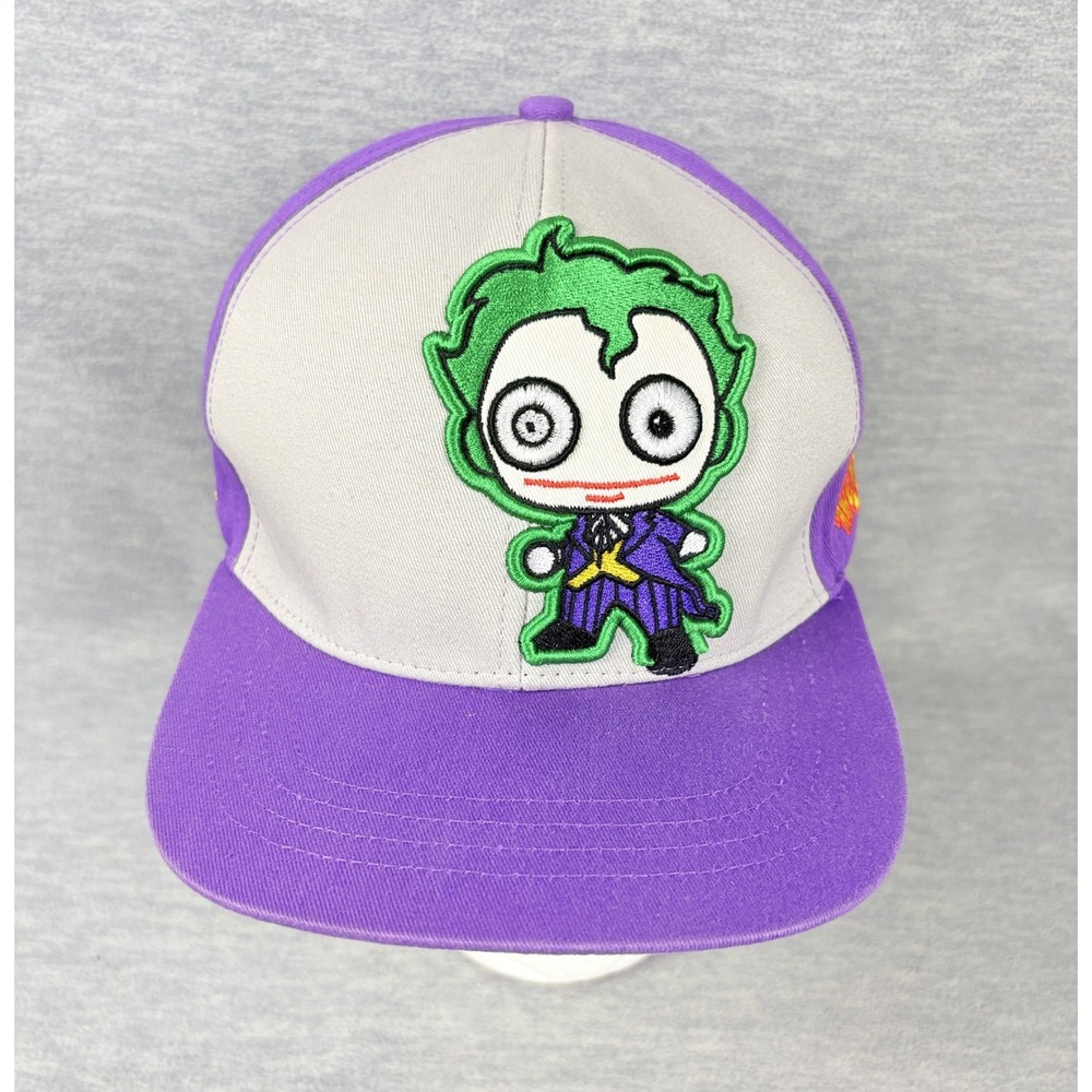 Six Flags DC Comics The Joker Snapback Hat Purple Grey Embroidered Adult Cap